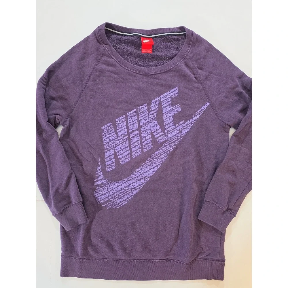 Nike Rally Crewneck Sweatshirt Womens Small Purple No Finish Line Swoosh Logo